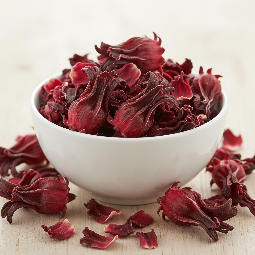 Dried Hibiscus Flowers in a bowl